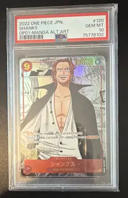PSA 10 Shanks OP01-120 SEC Comic Parallel Manga Alt Art ONE PIECE Card Japanese - Image 1