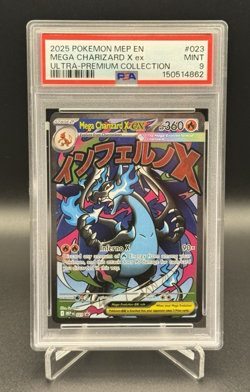 2025 Pokemon Mega Charizard X ex #023 MEP UPC Black Star Promo PSA 9 Holo Mint - Image 1