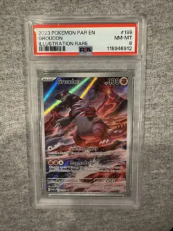 Pokemon Groudon Illustration Rare IR Full Art Holo 199/182 Paradox Rift PSA 8 - Image 1