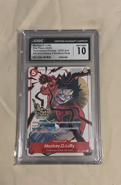One Piece Monkey D. Luffy Promo ST01-012 3rd Anniversary CGC 10 - Image 1
