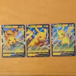 Pokemon TCG Pikachu V 3-Card Lot Set English All Different Arts - Image 1