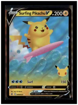 Pokemon Card TCG- Surfing Pikachu V - 008/025 - Celebrations - 25th Anniversary - Image 1