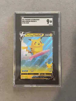 Pokemon TCG Surfing Pikachu V Celebrations 008/025 Holo Ultra Rare - Image 1