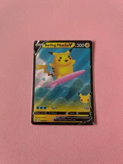 Pokemon TCG Surfing Pikachu v Celebrations Card 008/025 Mint Condition - Image 1