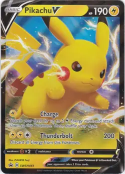 Pokemon TCG Pikachu V Sword & Shield Swsh061 Holo Promo - Image 1