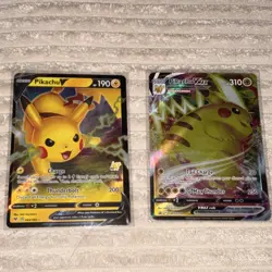 Pokemon TCG Pikachu V 043/185 + Pikachu VMAX SWSH286 Promo Holo Lot (2) LP - Image 1