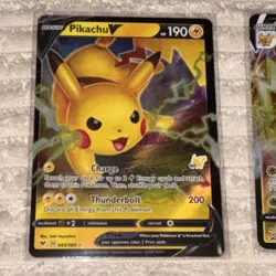 Pokemon TCG Pikachu V 043/185 + Pikachu VMAX SWSH286 Promo Holo Lot (2) LP - Image 2