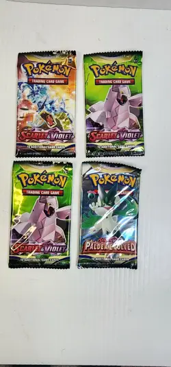 Brand New & Sealed Lot of 4 Pokemon Scarlet & Violet Booster Trading Card Game - Image 1