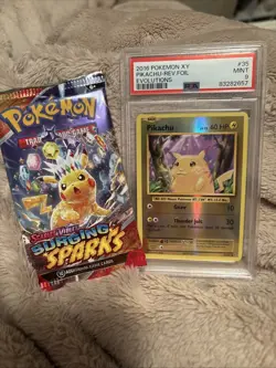 2016 Pokemon XY Pikachu Reverse Holo Foil PSA 9 With Surging Sparks Pack!! - Image 1