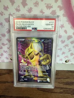 2016 POKEMON XY FATES COLLIDE #117 FULL ART/ALAKAZAM EX PSA 10 - Image 1