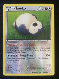 Snorlax 80/106 Pokemon Flashfire XY Reverse Holo Rare 2014 LP - Image 1