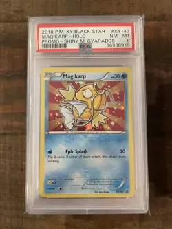 2016 POKEMON XY BLACK STAR PROMO SHINY MEGA GYARADOS XY143 MAGIKARP HOLO PSA 8 - Image 1