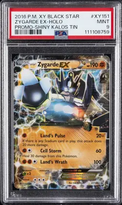 2016 POKEMON XY BLACK STAR PROMO SHINY KALOS TIN #XY151 ZYGARDE EX PSA 9 - Image 1