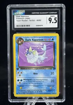 Dark Vaporeon #45 1st Edition Team Rocket 2000 Pokemon CGC 9.5 💦 - Image 1