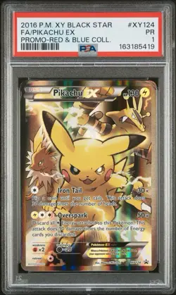 Pikachu EX XY124 PSA 1 XY Black Star Promo Holo Pokemon TCG Card - Image 1