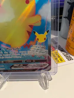 Pokemon TCG Surfing Pikachu VMAX Holo Card 009/025 Celebrations - Image 3