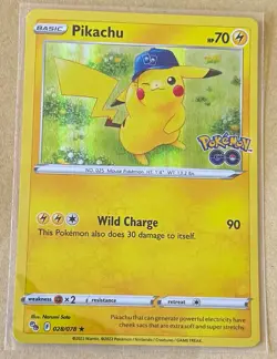 Pikachu 028/078 Holo Rare Pokemon GO Pokemon TCG Card HP 70 Wild Charge 90 - Image 1