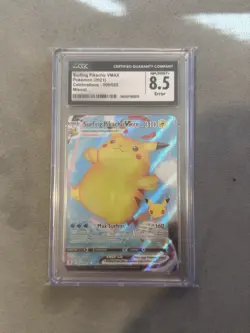 MISCUT ERROR Pokemon TCG Surfing Pikachu Vmax Celebrations 009/025 Holo CGC 8.5 - Image 1