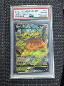 2022 POKEMON SWSH BLACK STAR PROMO #260 FULL ART/CHARIZARD V PSA 10 - Image 1