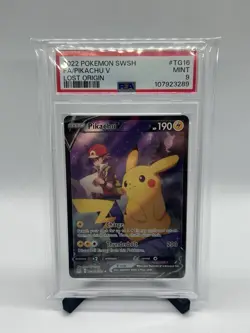Pikachu V TG16/TG30 SWSH Lost Origin Trainer Gallery Holo Card PSA 9 - Image 1