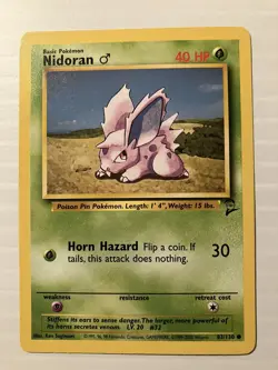 Nidoran (Male) 83/130 - Base Set 2 WOTC Non Holo Common Pokemon Card - Image 1