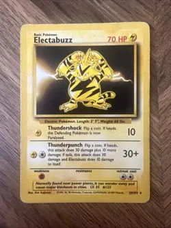Pokemon TCG Electabuzz 20/102 Non-Holo Rare Card Unlimited Base Set HP condition - Image 1