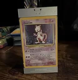 Pokemon TCG Mewtwo 10/102 Base Set Unlimited Holo Rare English 1999 60 HP - Image 1