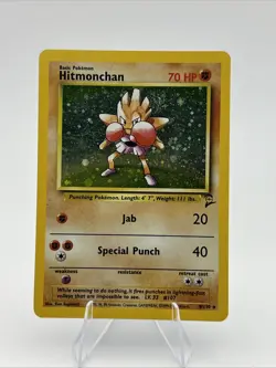 Pokemon TCG Hitmonchan 8/130 Base Set 2 Holo Rare English 1999 HP - Image 1