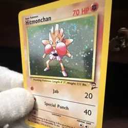 WOTC Pokemon TCG Base Set 2 Hitmonchan 8/130 Swirl Holo Rare English 70 HP Basic - Image 2