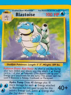 Pokemon TCG Blastoise Holo Card 2/102 Base Set LP Condition 1995 - Image 3