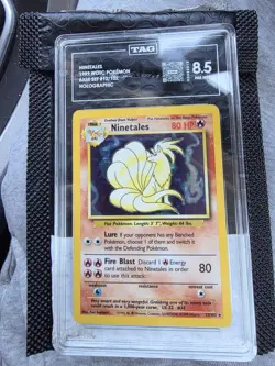 Pokemon TCG Ninetales Base Set 12/102 Holo Unlimited Holo Rare Tag 8.5 NM+ Wotc - Image 1