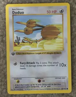 Pokemon TCG Doduo 1st Edition 48/102 Base Set Shadowless 1999 50 HP Common - Image 1