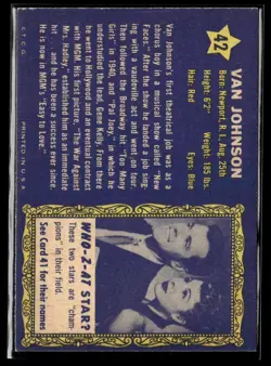 1953 Topps Who-Z-at Stars Van Johnson EXMT SET Break #42 - Image 2