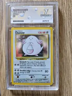ACE 7 Chansey 3/102 Base Set Holo Pokemon Card WOTC 1999-2000 4th Print - NM-MT - Image 1