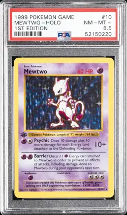 1999 POKEMON BASE SET 1ST EDITION #10 MEWTWO-HOLO PSA 8.5 - Image 1