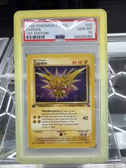 Pokemon TCG Base Set Zapdos 1st Edition None Holo Rare Fossil 30/62 - Image 1