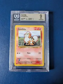 Pokemon TCG Growlithe 28/102 Base Set Unlimited 1999-2000 BGS Becketts 9 WOTC - Image 1