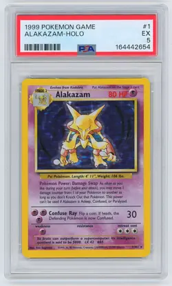 1999 Pokemon Base Set Unlimited #1 / 102 Alakazam Holo Rare PSA 5 - Image 1