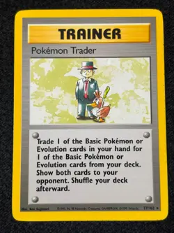 Pokemon Trader 77/102 1999 Base Set Vintage WOTC Non Holo Rare Trainer LP - Image 1