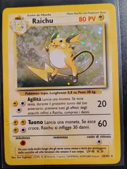 Pokemon Italian Base Set Unlimited Raichu 14/102 Holo Rare HP - Image 1