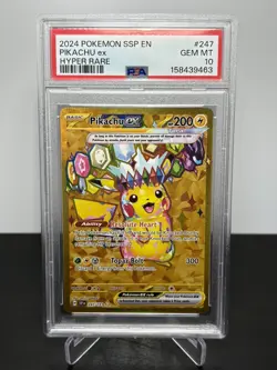 Pokemon TCG Pikachu ex 247/191 Gold Secret Rare - Surging Sparks PSA 10 GEM MINT - Image 1