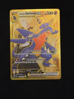 Pokemon TCG Destined Rivals Cynthia's Garchomp EX Card 241/182 Gold Hyper Rare - Image 1