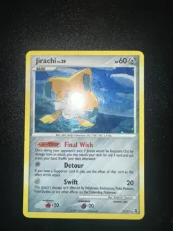 Pokemon TCG Jirachi Holo Rare Card 7/111 Rising Rivals 2009 Swirl 🌀 - Image 3