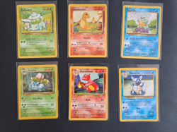 Pokemon TCG Base Set 6-Card Lot, Bulbasaur, Charmander, Squirtle + Stage 1s - Image 1