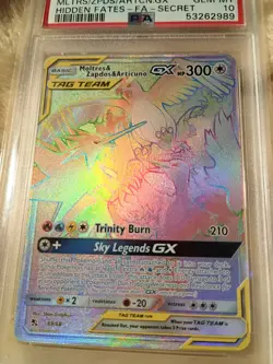 PSA 10 Pokemon Moltres & Zapdos & Articuno GX (Secret) 69/68 Hidden Fates Holo - Image 2