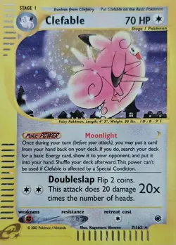 Pokemon TCG Clefable 007/165 Expedition Base Set Holo Rare Stage 1 70 HP 2002 - Image 1