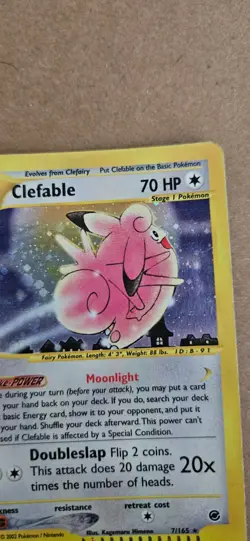 Pokemon TCG Clefable 007/165 Expedition Base Set Holo Rare Stage 1 70 HP 2002 - Image 3