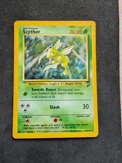 Pokemon TCG Scyther Base Set 2 Holo Unlimited Rare Card 17/130 NM-M - Image 1