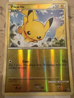 Pokemon TCG Pikachu 61/90 Undaunted Reverse Holo 2010 LP - Image 1