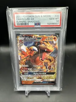 2017 POKEMON SUN & MOON BURNING SHADOWS #20 CHARIZARD GX PSA 10 - Image 1